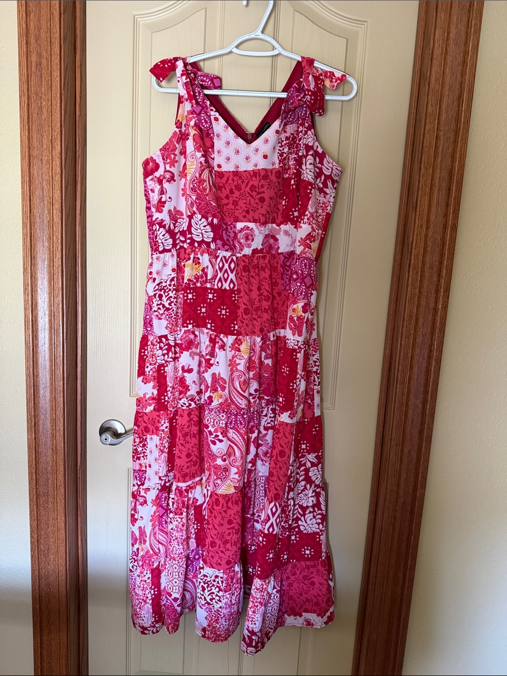 Coco + Carmen Red & Pink Patchwork Maxi Dress